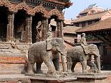 Kathmandu Patan Durbar Square 21 Two Large Stone Elephants Guard The Entrance To Vishwanath Temple